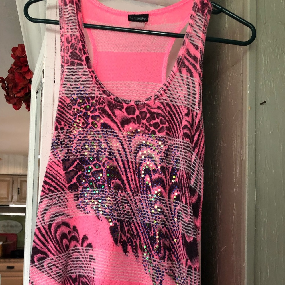 “Day trip” Pink zebra-design tank top
